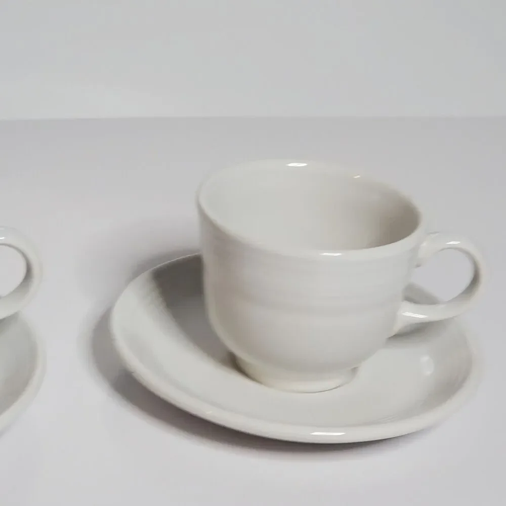 Fiesta Homer Laughlin China Co Set of 2 Cups With Saucers in White